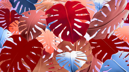 Fantasy decorative background with plants and flowers, 3D rendering.の写真素材