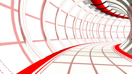 Driving along a bright futuristic corridor. 3D rendering.の写真素材