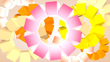 Abstract graphic background from rotating cubes, 3D rendering.の写真素材