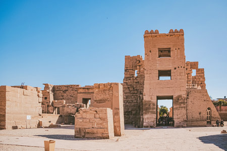 Ruins of the Egyptian Karnak Temple, the largest open-air museum in Luxor.の写真素材