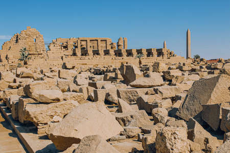 Ruins of the Egyptian Karnak Temple, the largest open-air museum in Luxor.の写真素材