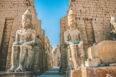 Ruins of the Egyptian Karnak Temple, the largest open-air museum in Luxor.の写真素材