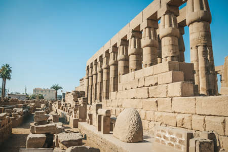 Ruins of the Egyptian Karnak Temple, the largest open-air museum in Luxor.の写真素材