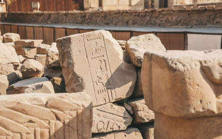 Ruins of the Egyptian Karnak Temple, the largest open-air museum in Luxorの写真素材