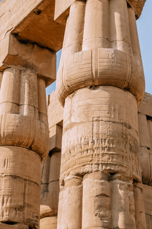 Ruins of the Egyptian Karnak Temple, the largest open-air museum in Luxorの写真素材