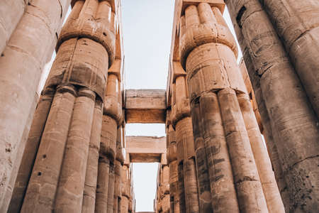 Ruins of the Egyptian Karnak Temple, the largest open-air museum in Luxorの写真素材