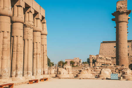 Ruins of the Egyptian Karnak Temple, the largest open-air museum in Luxorの写真素材
