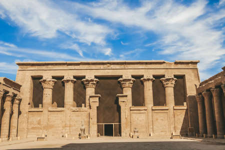 The ruins of the ancient temple of Horus in Edfu, Egyptの写真素材