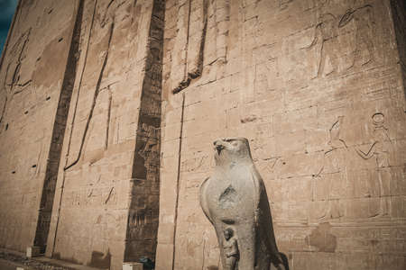 The ruins of the ancient temple of Horus in Edfu, Egyptの写真素材