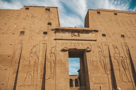 The ruins of the ancient temple of Horus in Edfu, Egypt.の写真素材