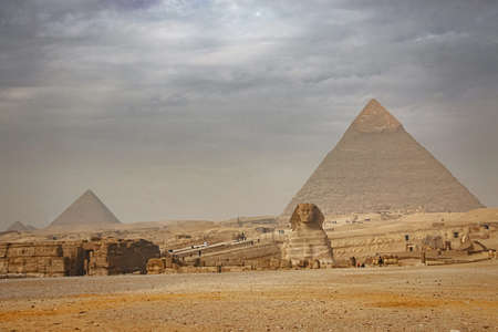 Ancient sphinx and pyramids, symbol of Egyptの写真素材