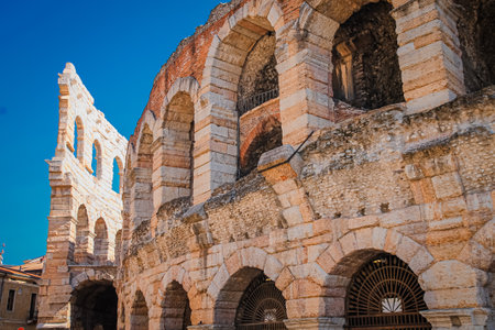 The ancient Italian city of Verona, the historic center of the city.の写真素材
