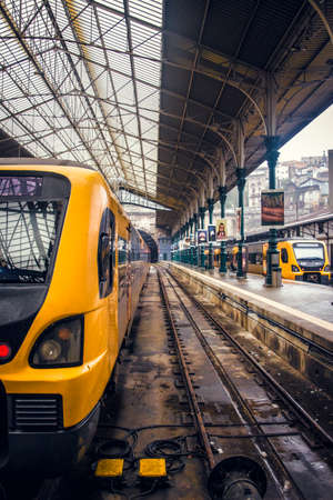 Modern urban passenger transportation. yellow passenger train