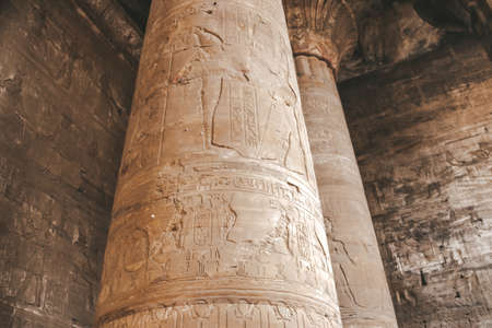 The ruins of the ancient temple of Horus in Edfu, Egypt.