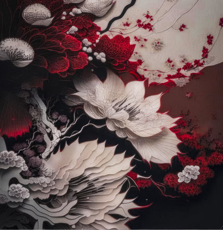 Illustration of a graceful bouquet of flowers in Japanese style.の素材