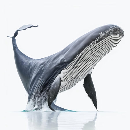 Humpback whale on a white background. Generative AI.の素材