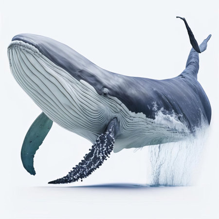 Humpback whale on a white background. Generative AI.の素材