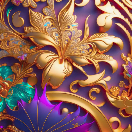 Bright and colorful background, with a bright oriental patternの素材