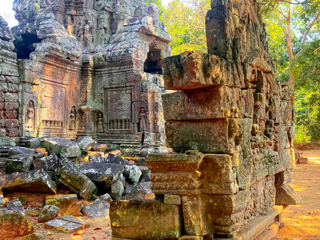 Ta Som, Tasaom, a small Buddhist temple in Angkor, Cambodia.の写真素材