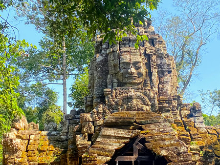 Ta Som, Tasaom, a small Buddhist temple in Angkor, Cambodia.の写真素材