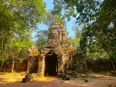 Ta Som, Tasaom, a small Buddhist temple in Angkor, Cambodia.の写真素材