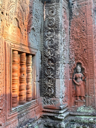 Ta Prohm, a mysterious temple of the Khmer civilization, located on the territory of Angkor in Cambodia.の写真素材