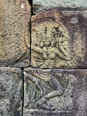 Ta Prohm, a mysterious temple of the Khmer civilization, located on the territory of Angkor in Cambodia.の写真素材