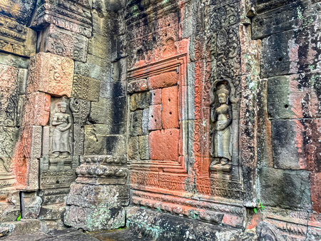 Ta Prohm, a mysterious temple of the Khmer civilization, located on the territory of Angkor in Cambodia.の写真素材