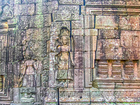 Ta Prohm, a mysterious temple of the Khmer civilization, located on the territory of Angkor in Cambodia.の写真素材