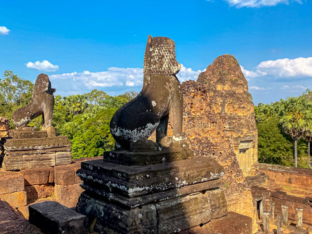 Pre-Rup, a temple-mountain dedicated to the god Shiva, a temple of the Khmer civilization, located on the territory of Angkor in Cambodia.の写真素材