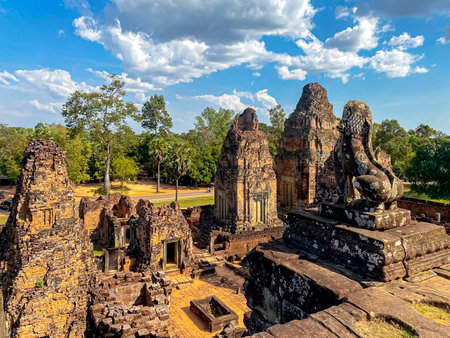 Pre-Rup, a temple-mountain dedicated to the god Shiva, a temple of the Khmer civilization, located on the territory of Angkor in Cambodia.の写真素材