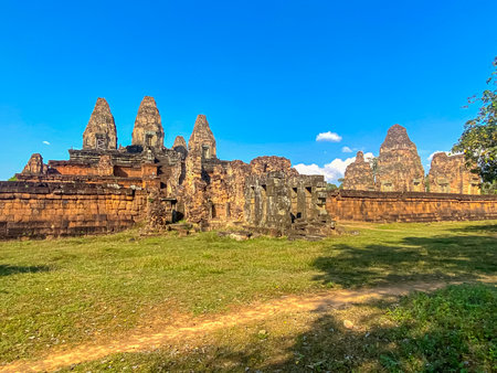 Pre-Rup, a temple-mountain dedicated to the god Shiva, a temple of the Khmer civilization, located on the territory of Angkor in Cambodia.の写真素材