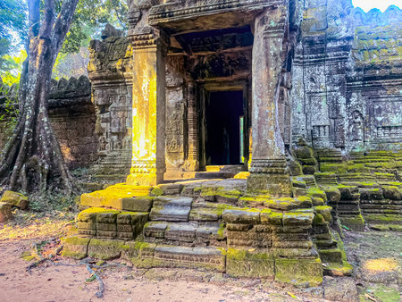 Preah Khan, Preah Khan Kampong Svay archaeological site, Angkor, Cambodia.の写真素材