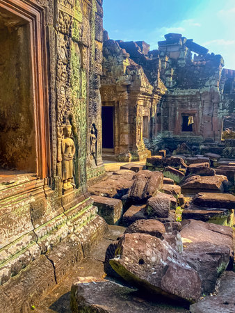 Preah Khan, Preah Khan Kampong Svay archaeological site, Angkor, Cambodia.の写真素材