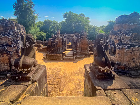 The East Mebon Mount Temple was erected in honor of the god Shiva, a temple of the Khmer civilization, located on the territory of Angkor in Cambodiaの写真素材