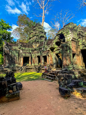 Ta Prohm, a mysterious temple of the Khmer civilization, located on the territory of Angkor in Cambodia.の写真素材