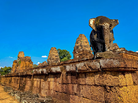 The East Mebon Mount Temple was erected in honor of the god Shiva, a temple of the Khmer civilization, located on the territory of Angkor in Cambodiaの写真素材