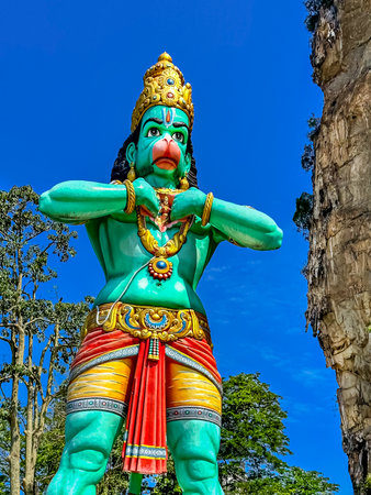 Batu Caves in Kuala Lumpur, statue of god Hanuman.の写真素材