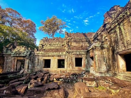 Preah Khan, Preah Khan Kampong Svay archaeological site, Angkor, Cambodia.の写真素材