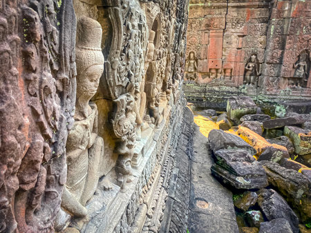 Preah Khan, Preah Khan Kampong Svay archaeological site, Angkor, Cambodia.の写真素材