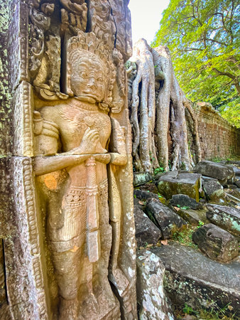 Preah Khan, Preah Khan Kampong Svay archaeological site, Angkor, Cambodia.の写真素材