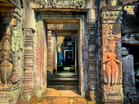 Preah Khan, Preah Khan Kampong Svay archaeological site, Angkor, Cambodia.の写真素材