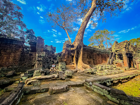 Preah Khan, Preah Khan Kampong Svay archaeological site, Angkor, Cambodia.の写真素材
