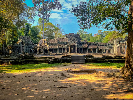 Preah Khan, Preah Khan Kampong Svay archaeological site, Angkor, Cambodia.の写真素材