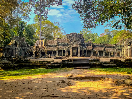 Preah Khan, Preah Khan Kampong Svay archaeological site, Angkor, Cambodia.の写真素材