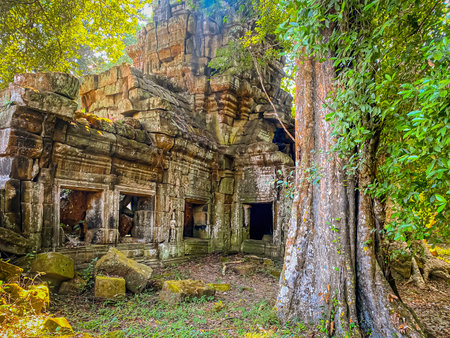 Preah Khan, Preah Khan Kampong Svay archaeological site, Angkor, Cambodia.の写真素材