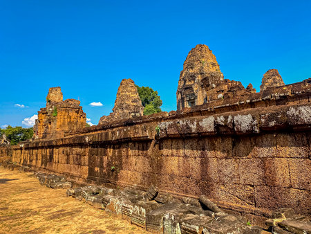 The East Mebon Mount Temple was erected in honor of the god Shiva, a temple of the Khmer civilization, located on the territory of Angkor in Cambodiaの写真素材