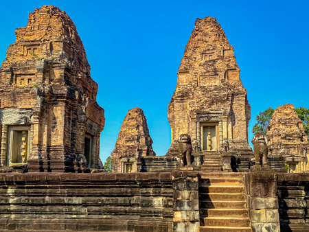 The East Mebon Mount Temple was erected in honor of the god Shiva, a temple of the Khmer civilization, located on the territory of Angkor in Cambodiaの写真素材