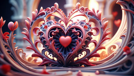 Love, valentine, colorful composition, symbolism and romance of love, February 14, Valentine's Day.の素材