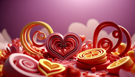 Love, valentine, colorful composition, symbolism and romance of love, February 14, Valentine's Day.の素材
